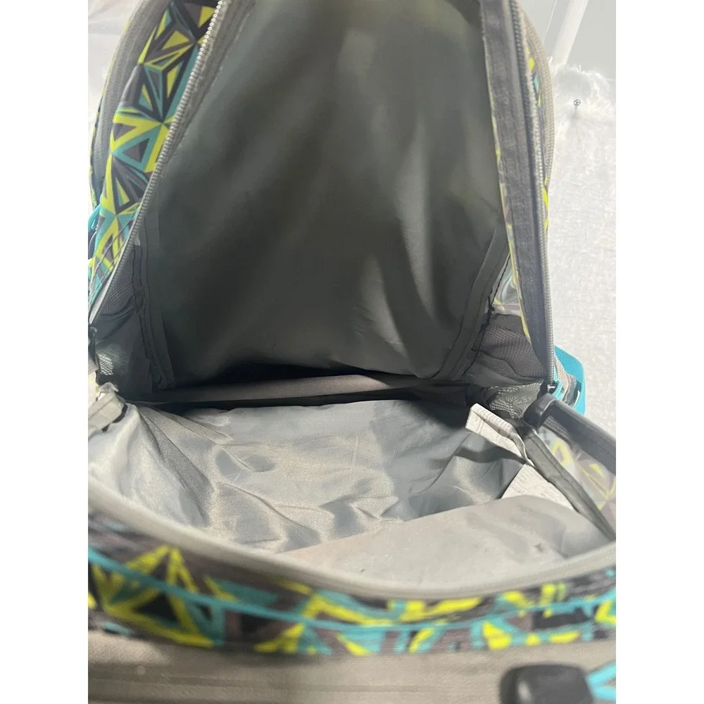 High Sierra Geometric Backpack Gray Lime Teal Suspension Strap School Bag